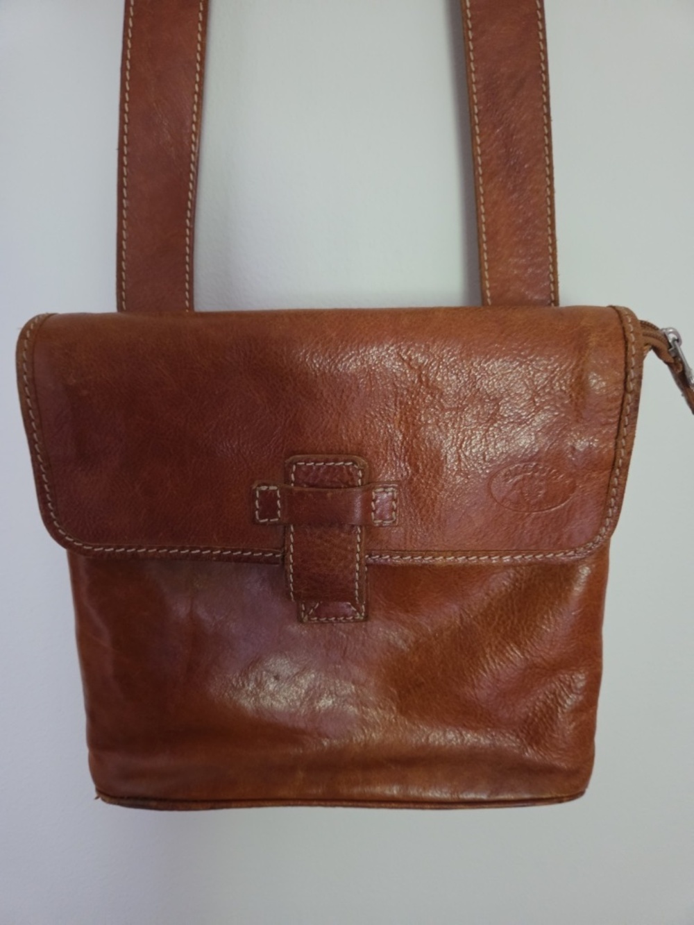 Genuine Alessia Italian Leather Brown Saddle Messenger Bag